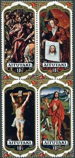 Se-tenant, Easter 1973, Aitutaki,  , Easter, Paintings, Religion