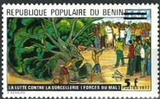 Stamp, (Yt:407) surcharged 5 F, Benin,  