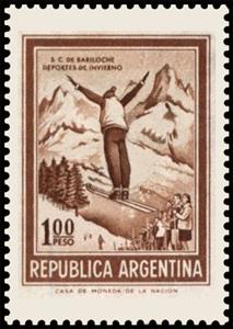 Stamp, Ski Jumper, Argentina,  , Ski-jump, Sports, Winter Sports