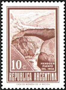 Stamp, Inca Bridge, Mendoza, Argentina,  , Bridges, Landscapes, Mountains, Rivers, Rocks