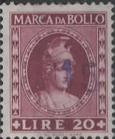 Revenue Stamp, Italy helmeted, Italy,  , Helmets, Industry