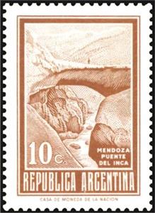 Stamp, Inca Bridge, Mendoza, Argentina,  , Bridges, Landscapes, Mountains, Rivers, Rocks