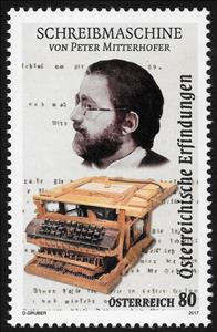 Stamp, Typewriter - Peter Mitterhofer, Austria,  , Inventions, Изобретатели