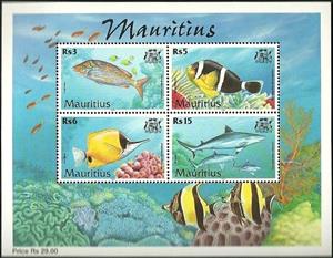 Souvenir Sheet, Fish, Mauritius,  , Animals (Fauna), Fishes, Sea Life