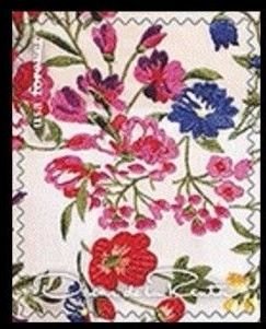 Oscar de la Renta - red &amp; blue flower design