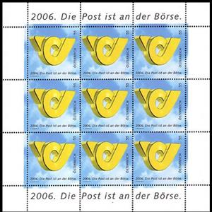 Mini Sheet, The Post Company is on the Stock Exchange, Austria,  , Postal Services