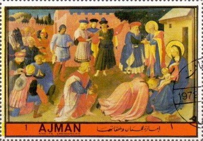 Stamp, "Worship of the kings", Ajman,  , Paintings