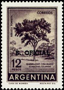 Stamp, Red Quebracho, ovpt., Argentina,  , Plants (Flora), Trees