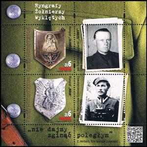 Souvenir Sheet, Ornamental pectoral plate of Cursed Soldiers, Poland,  , Famous People, Freedom Fighters, Men