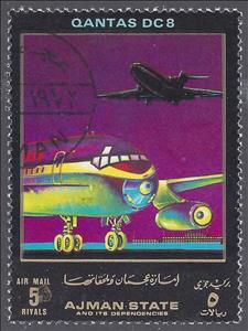 Stamp, Douglas DC-8, Qantas, Ajman,  , Aircraft, Airlines, Aviation