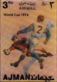 Stamp, Scene from football match, Ajman,  , Football (Soccer), Sports