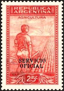Stamp, Agriculture, ovpt., Argentina,  , Agriculture, Sun