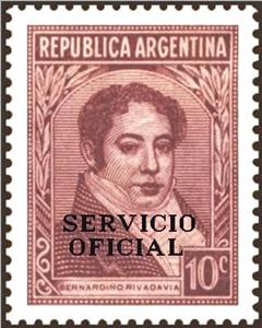 Stamp, Bernardino Rivadavia (1780-1845), ovpt., Argentina,  , Famous People, Heads of State, Men, Politicians