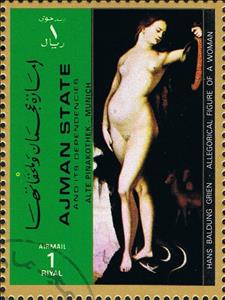 Stamp, Hans Baldung Grien - Allegorical figure of a Woman, Ajman,  , Nudes, Paintings