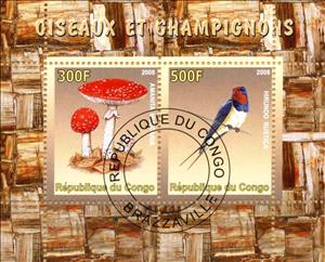Mini Sheet, Oiseaux et Champignons, Cinderellas,  , Birds, Mushrooms