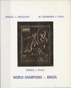 Souvenir Sheet, World Champions - Brazil, Ajman,  , Football (Soccer), Sports