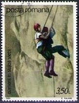 Stamp, Saving mountain climber, Romania,  , Rescue Services, Mountain Climbing