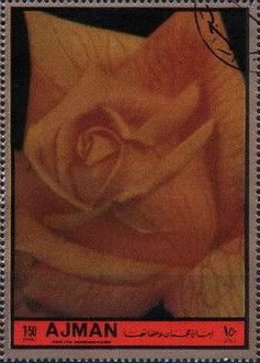 Stamp, Gold Crown, Ajman,  , Flowers, Roses