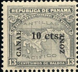 Stamp, Map of Panama, Canal Zone,  