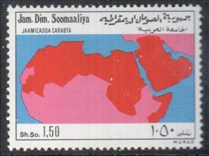Stamp, Map of Arab countries, Somalia,  