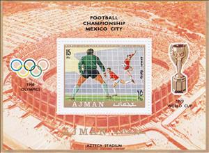 Souvenir Sheet, Azteca stadium, Ajman,  , Football (Soccer), Sports