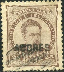 Stamp, King Luis overprinted big Acores, Azores,  