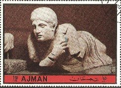 Stamp, Statue of a warrior, Ajman,  