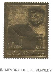 Souvenir Sheet, JFK and coffin, Ajman,  , Famous People
