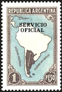 Stamp, South America Map without borderlines, ovpt., Argentina,  , Geographers, Maps