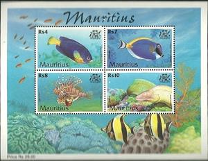 Souvenir Sheet, Fish, Mauritius,  , Animals (Fauna), Fishes, Sea Life