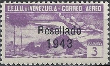 Stamp, Overprinted, Venezuela,  , Landscapes