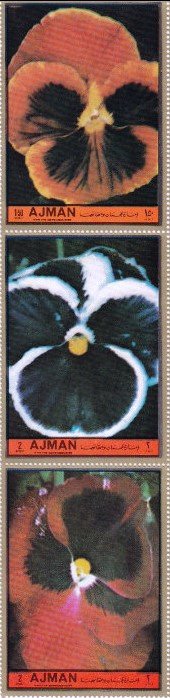 Stamp, Violet, Ajman,  , Flowers