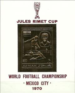 Souvenir Sheet, Jules Rimet Cup, Ajman,  , Football (Soccer), Sports