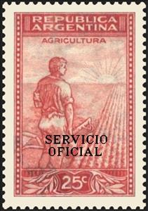 Stamp, Agriculture, ovpt., Argentina,  , Agriculture, Sun