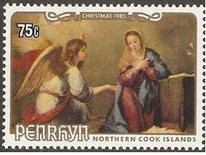 Stamp, The Annunciation by Murillo, Penrhyn,  , Christmas, Painters, Paintings