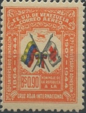 Stamp, Flags, Venezuela,  , Anniversaries and Jubilees, Flags, Red Cross and Red Crescent