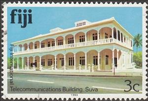 Stamp, Telecommunication Building, Suva - imprinted 1993, Fiji,  , Buildings