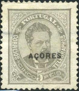 Stamp, King Luis I, Azores,  , Famous People, Heads of State, Kings, Men, Royalty