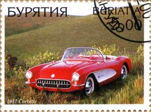 Stamp, Corvette 1957, Cinderellas,  , Cars