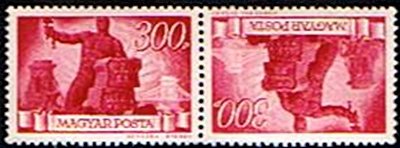 Se-tenant, Worker with hammer, Hungary,  , Bridges