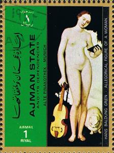 Stamp, Hans Baldung Grien - Allegorical figure of a Woman, Ajman,  , Nudes, Paintings