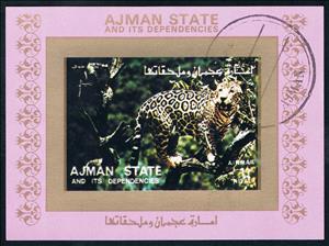 Souvenir Sheet, Leopard (Panthera pardus), Ajman,  , Animals (Fauna), Mammals