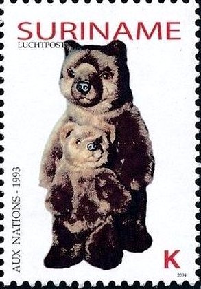 Stamp, Aux Nations 1993, Suriname,  , Teddy Bears