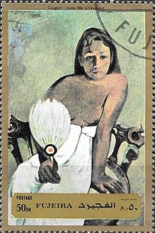 "Young Tahitian Woman with fan" by Gauguin