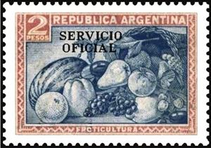 Stamp, Fruits, ovpt., Argentina,  , Agriculture, Crops, Fruits, Wine