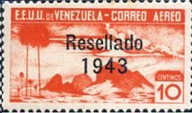 Stamp, Overprinted, Venezuela,  , Landscapes