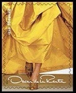 Stamp, Oscar de la Renta - yellow design, United States of America,  , Clothing, Famous People, Fashion