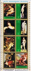 Mini Sheet, Paintings from the old Pinakothek , Munich (II ), Ajman,  , Nudes, Paintings