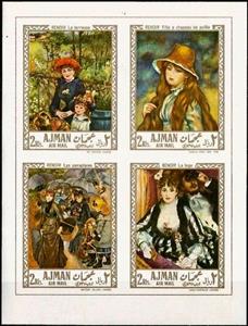 Souvenir Sheet, Paintings by Renoir and Terbrugghen, Ajman,  , Paintings