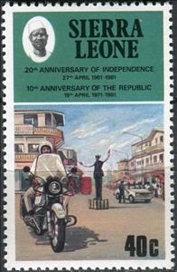 Stamp, Traffic policeman, Sierra Leone,  , Police